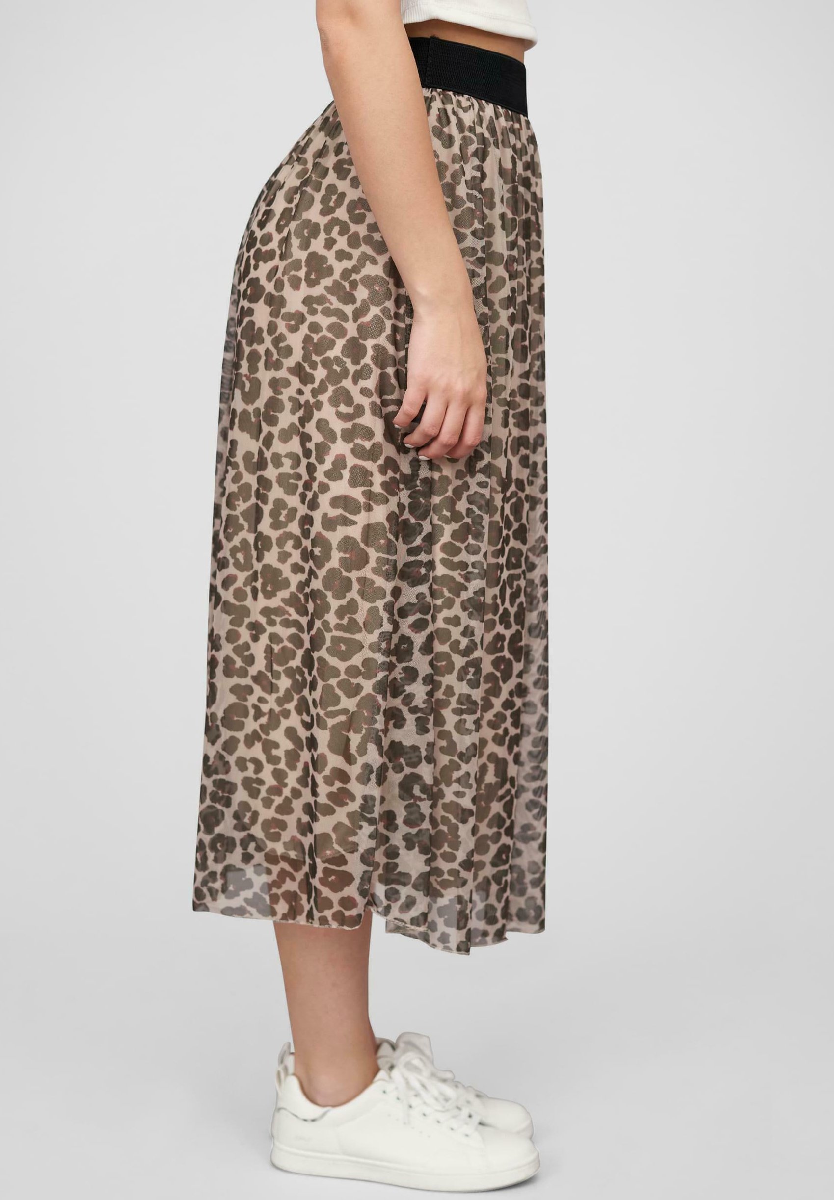 Cloud 5ive LONGFORM MIT LEOPRINT UND GUMMIBAND - A-lijn rok - beige