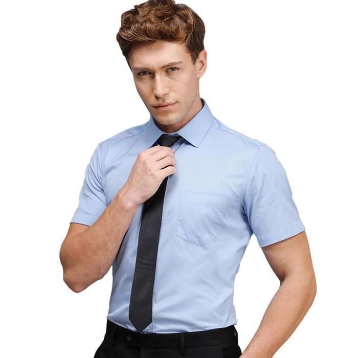 Camicia da uomo estiva a maniche corte in twill, elegante con taschino, tinta unita - Verde