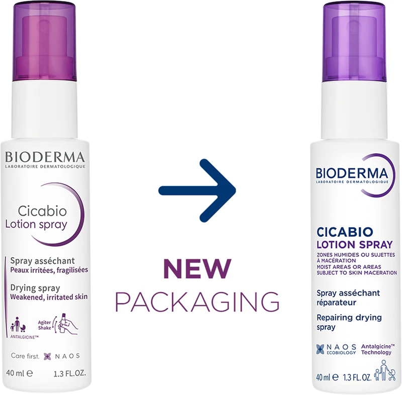 Bioderma Cicabio Lotion Spray, ein trocknendes und beruhigendes Spray für gereizte Haut.