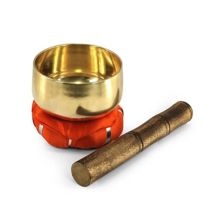 Klankschaal - Tibetaanse klankschaal met kussen en stokjes, legering van 5 verschillende metalen, 10 cm, meditatie 91566SGRG