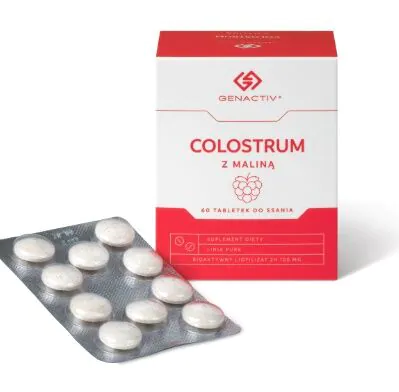 Genactiv Colostrum z Maliną Preparat wzmacniający odporność Tabletki do ssania