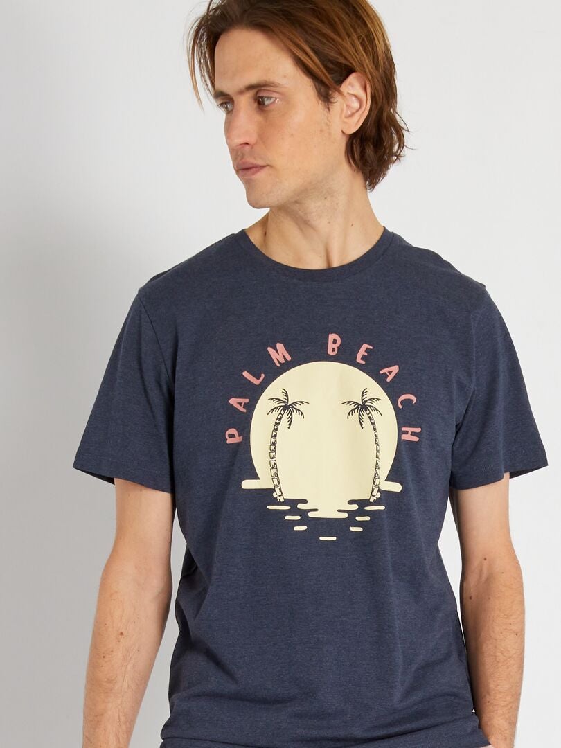'Holidaze' katoenen T-shirt met print - Marineblauw