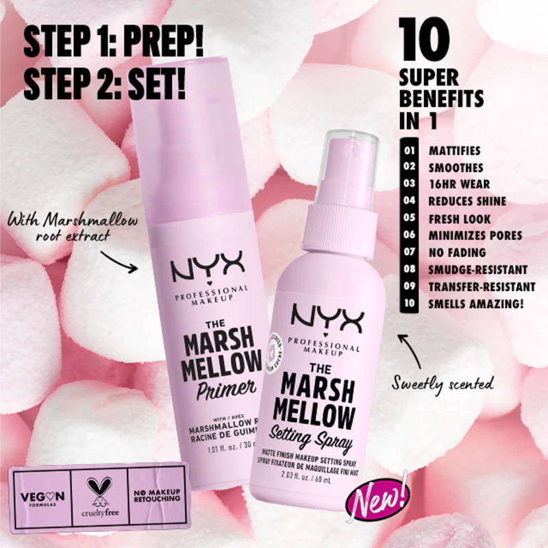 Spray fixador de maquiagem The Marshmallow da NYX Professional Makeup