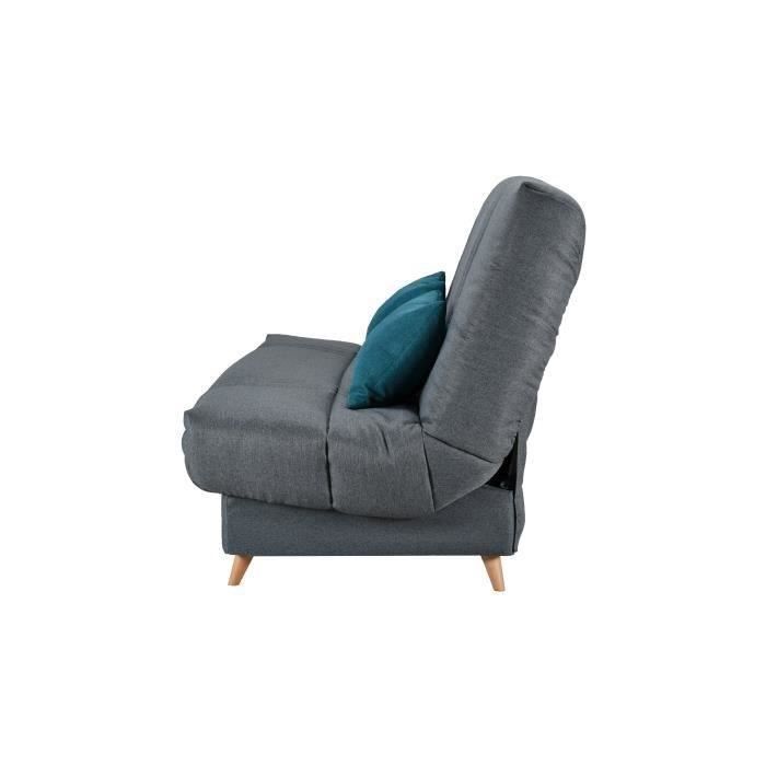 Divano letto COMFORT BULTEX a 3 posti - Tessuto antracite - Prodotto in Francia - L 192 x P 95 x H 101 cm - MONA