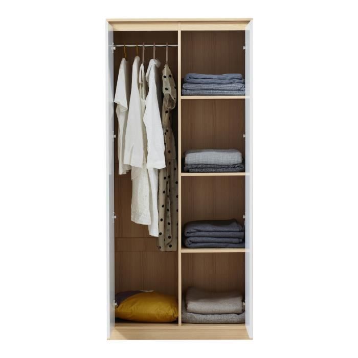 Guarda-roupa Bastheim para quarto com 4 prateleiras, MDF, 176 x 80 x 52 cm, efeito carvalho branco.