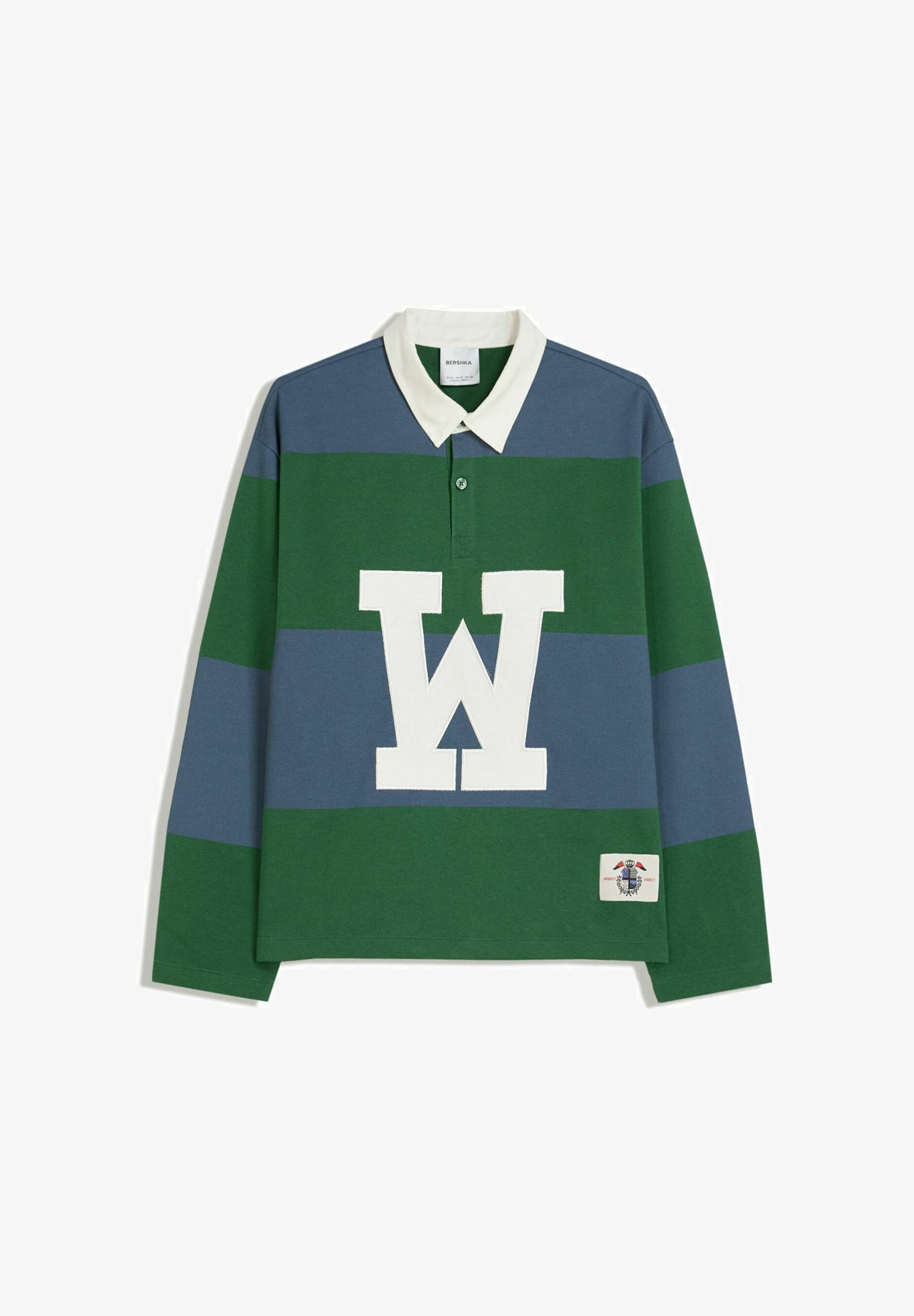 Bershka gestreepte poloshirt met boxy pasvorm - evergreen
