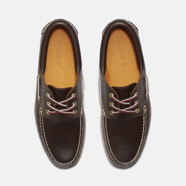 Scarpa da Barca 3-Eye Lug Handsewn da Uomo in                marrone