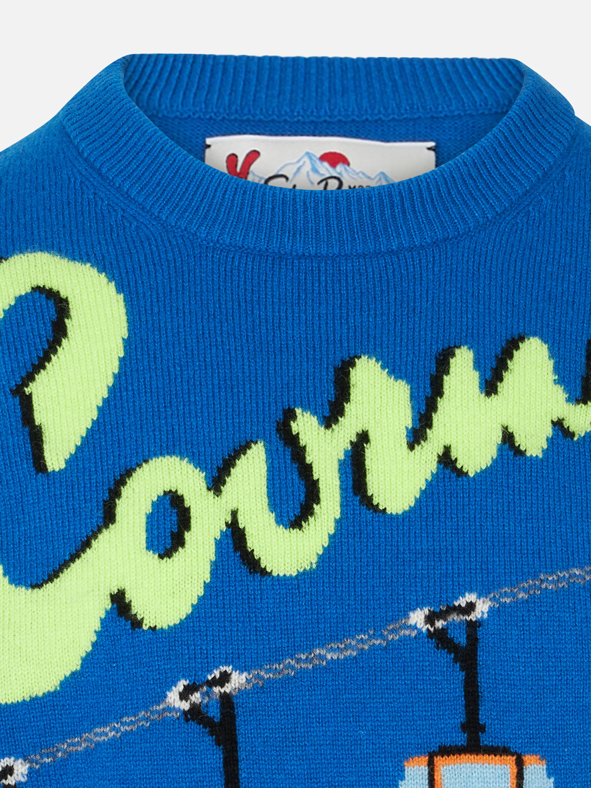 Maglione da bambino girocollo con stampa jacquard postcard Courma Cabl
