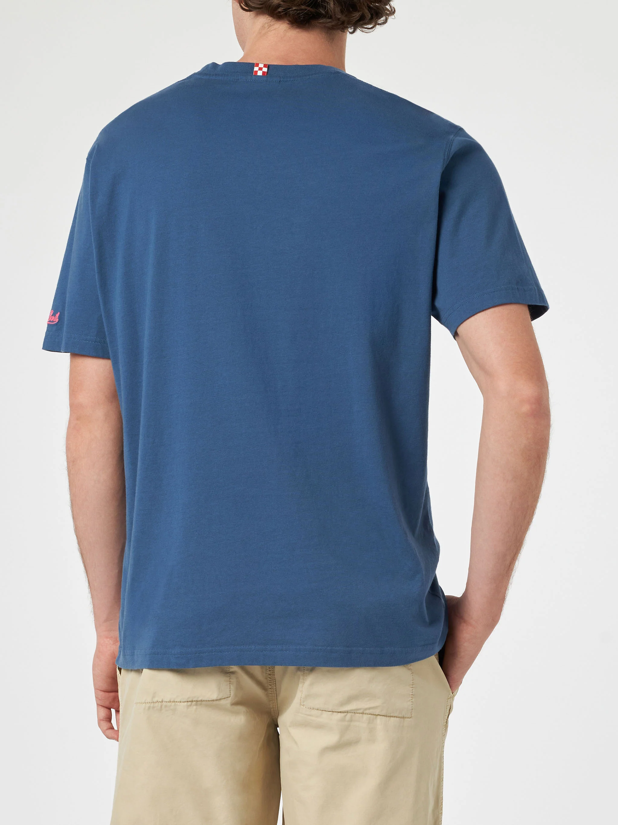 Klassiek model heren T-shirt van Portofino katoenjersey met geborduurd N-logo.