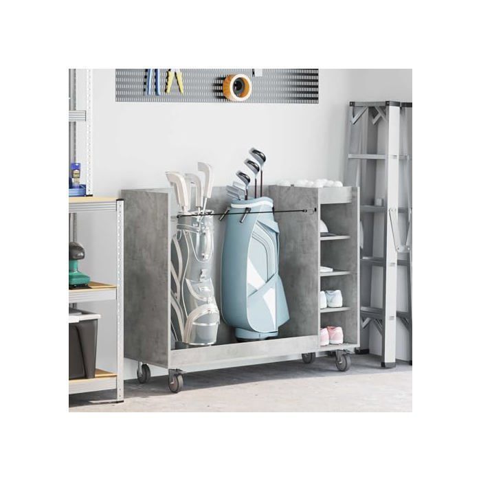 Modern golf locker - vidaXL - Concrete Grey - 120x45x98 cm - Large storage space - With 4 wheels - Metal frame