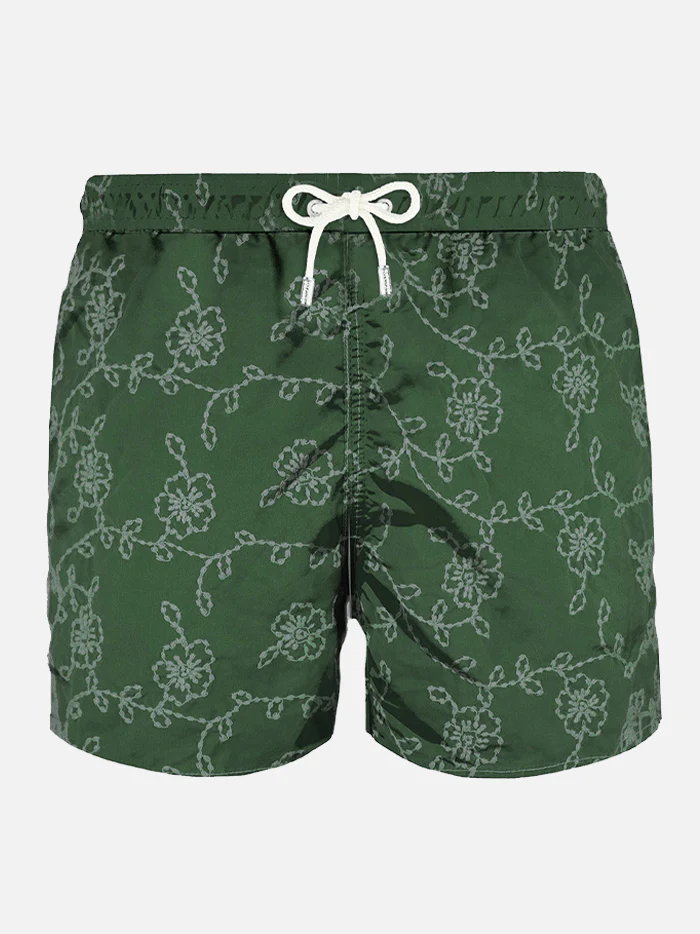 Groen geborduurd badpak