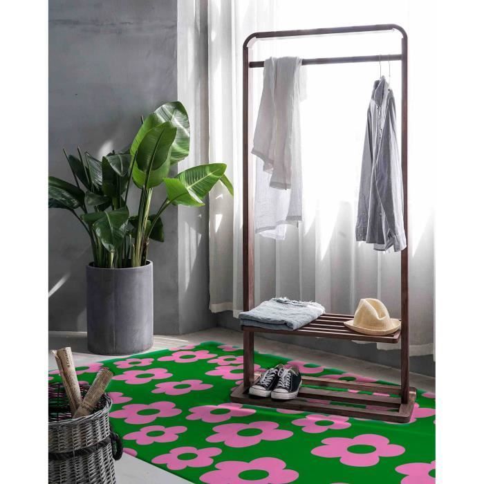 Tapis Vinyle Agatha Ruiz de la Prada Impressions de Base Fleurs Lilas Vert 40x80 cm - Tapis pour Cuisine, Bureau et Salon en PVC