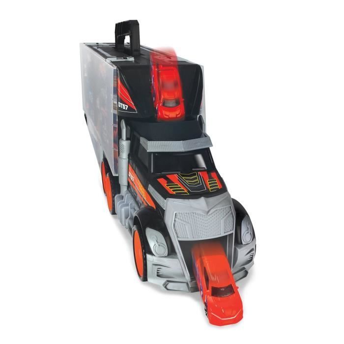 Autotransporter - Dickie Toys - Vrachtwagen met opbergkoffer - 7 gegoten metalen voertuigen - 62 cm