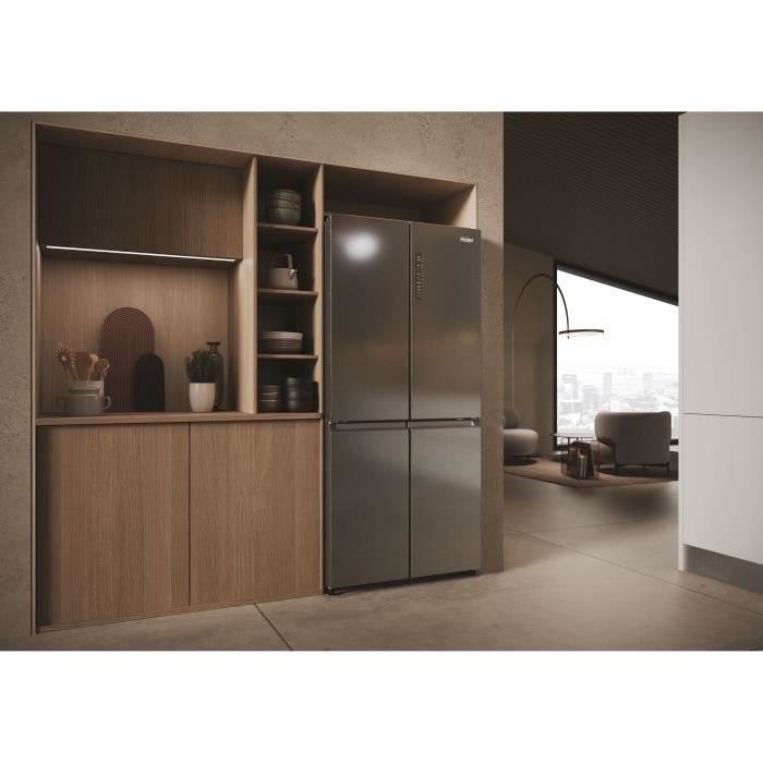Frigorífico multipuertas - HAIER - HCR3818ENMM - Clase energética E - 467 L - 35 dB - 181,5 x 83,3 x 65 cm - Plata