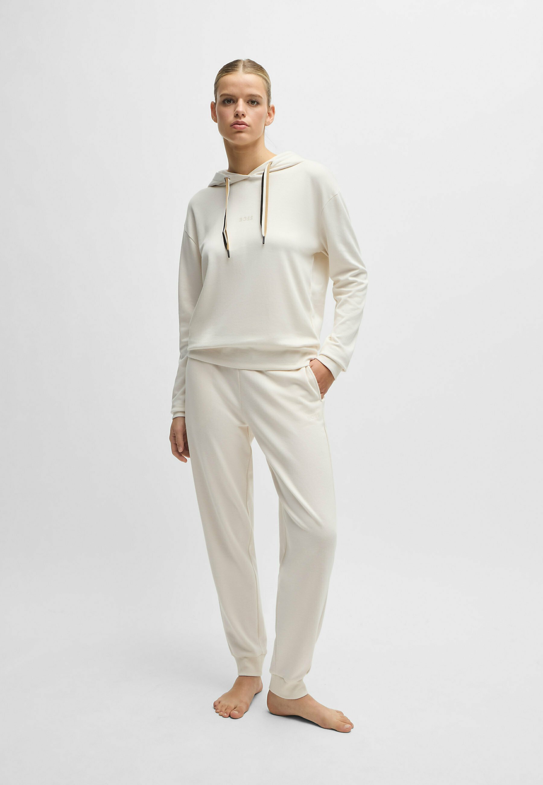 BOSS STRIPE - Sweat à capuche - couleur naturelle 18 pouces