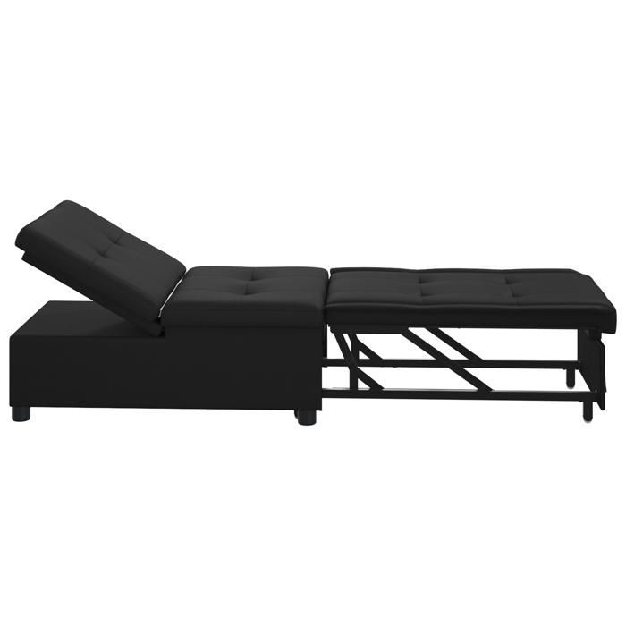 200151 & Sofá cama 3 en 1, diván, convertible, diseño plegable en tela negra