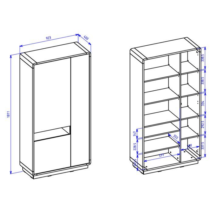 Armoire 3 portes Petits-meubles - Raven - 92 x 40 x 181cm - Noir mat et Bois