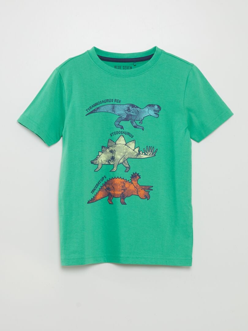 Krátké pyžamo s dinosaurem - 2 díly - zelené