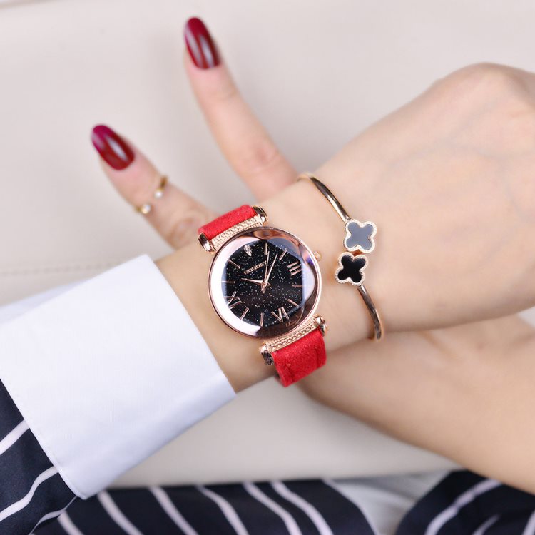 Starry Sky Fashion Women Watches Diamond Cut Glass Scrub Leather Quartz Watch Luxury Elegant Ladies Wristwatches Relojes Mujer
