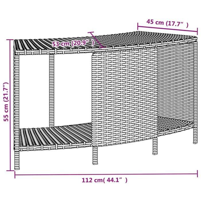 vidaXL Étagères de rangement pour spa 2 pcs gris résine tressée, étagère d'affichage, étagère de rangement extérieure, 365619