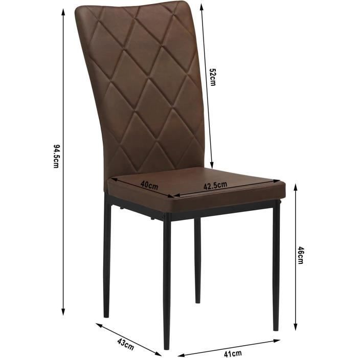 WOLTU Lot de 4 Chaises Salle à Manger, Chaise de Cuisine en PU Vintage, Siège Rembourré, Pieds en Métal, Marron foncé W0ATT0050-4