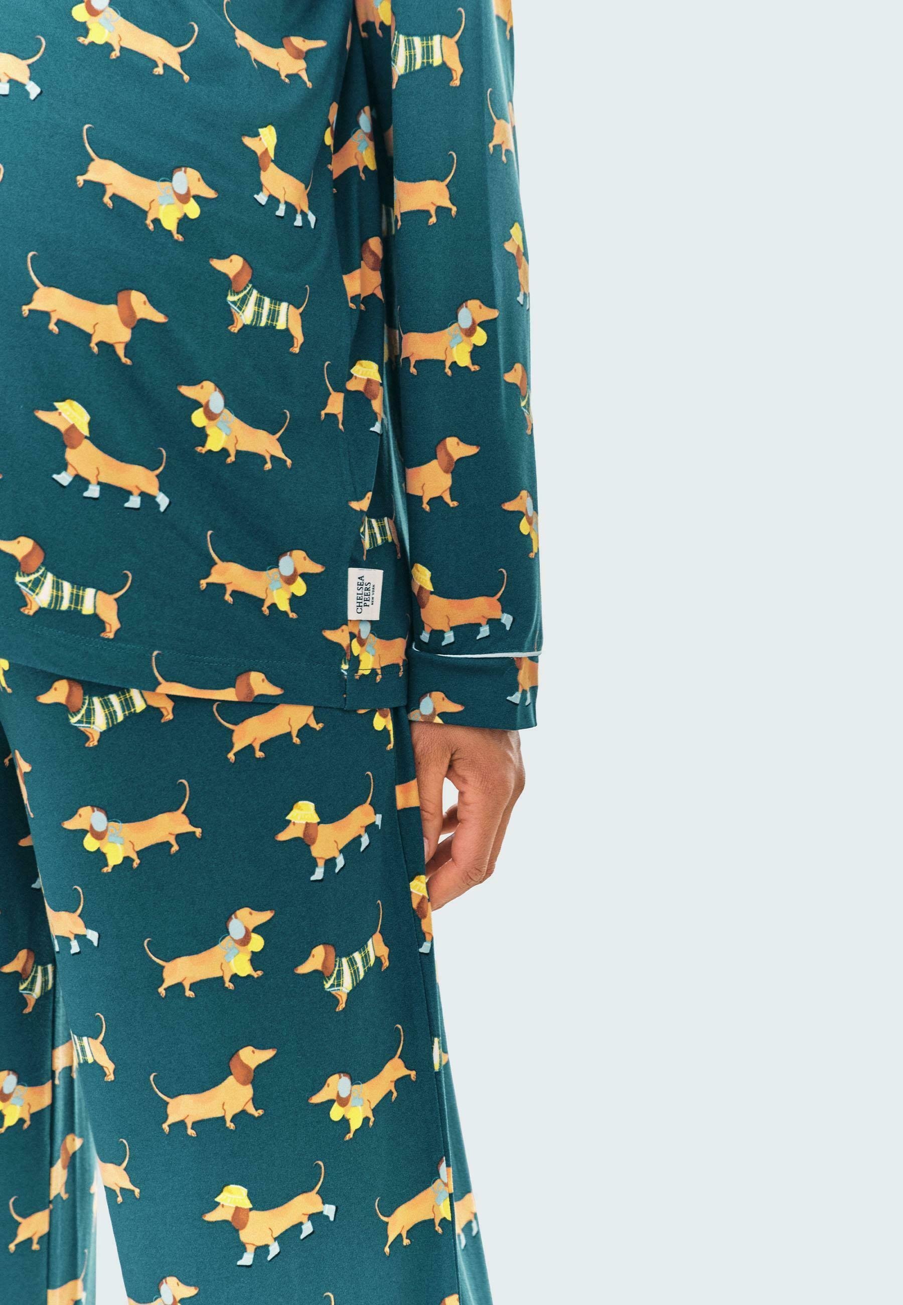Ensemble pyjama Chelsea Peers Saucisse Dog - bleu sarcelle