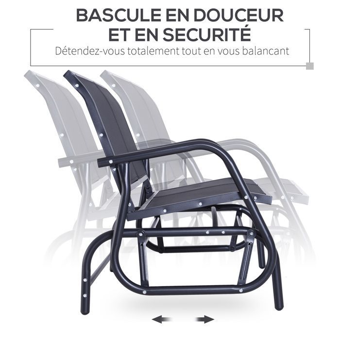 Outsunny - Banco de jardín - Metal - 120x70x85cm - Negro