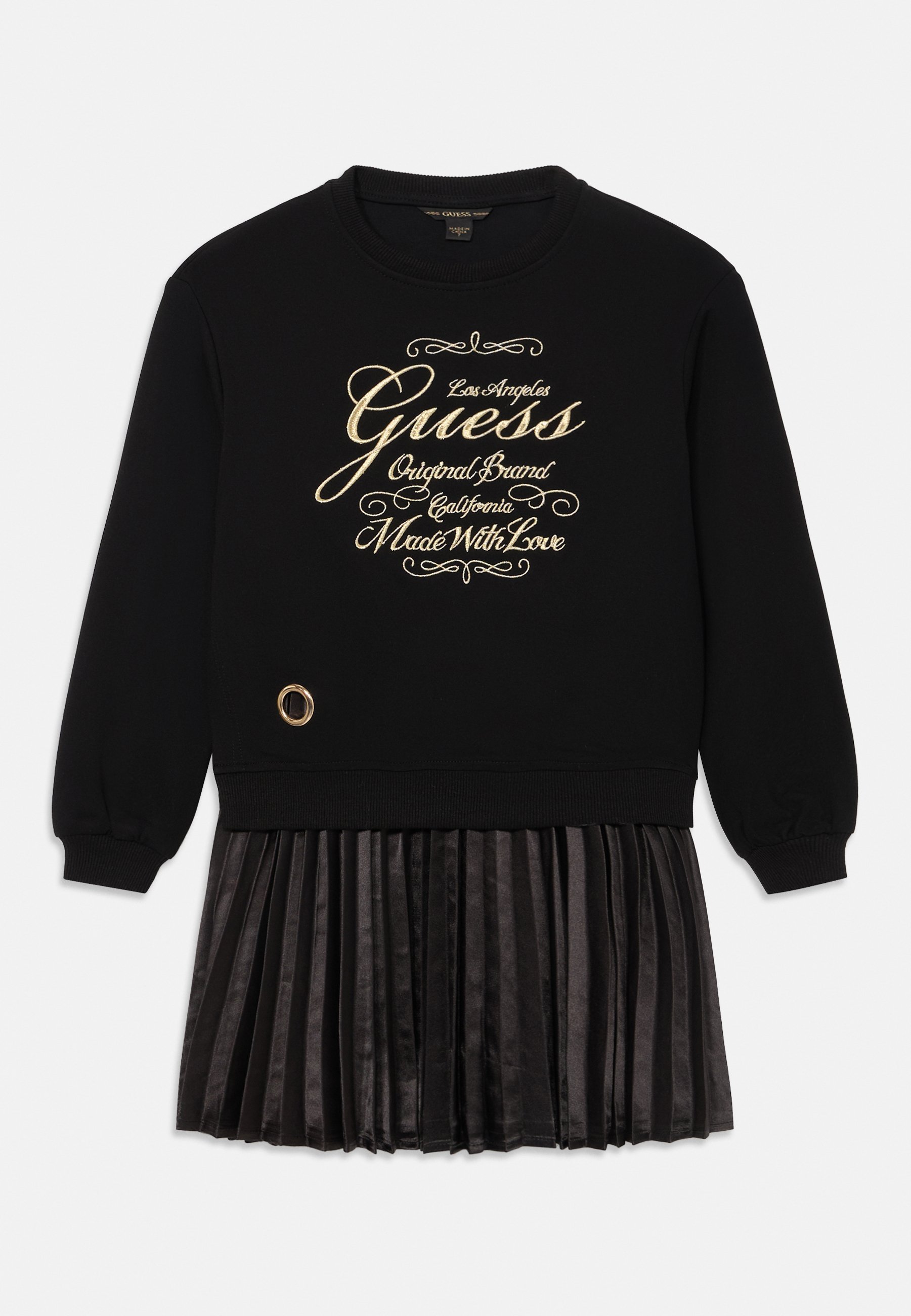 Guess JUNIOR GEPLOOIDE JURK - Dagjurk - gitzwart