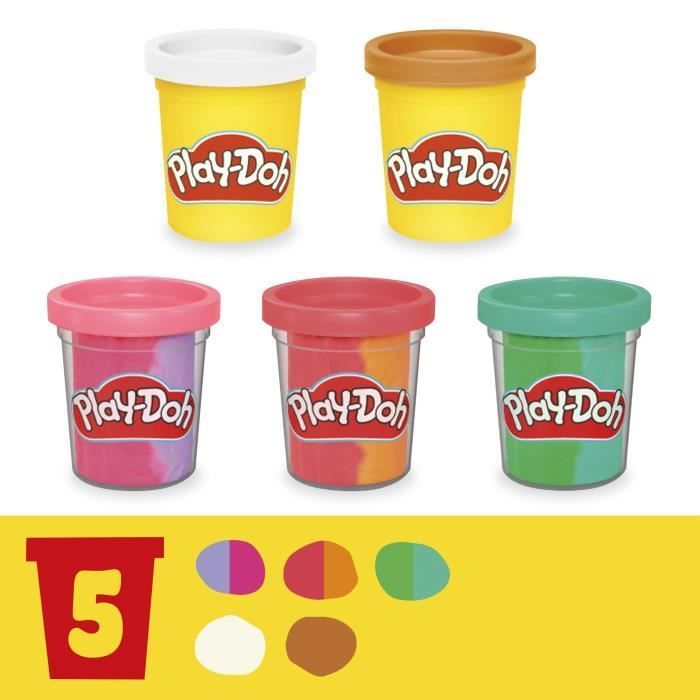 PlayDoh Mes Glaces Arc-en-Ciel, Pâte à modeler, Machine à Crème Glacée factice, 5 pots de 56 g  et accessoires, dès 3 ans