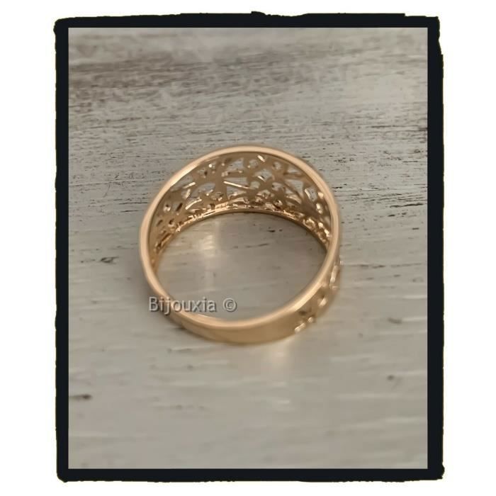 Anillo calado, chapado en oro de 18 quilates (750/1000), joyería para mujer, tallas de la 50 a la 68 (a elegir).