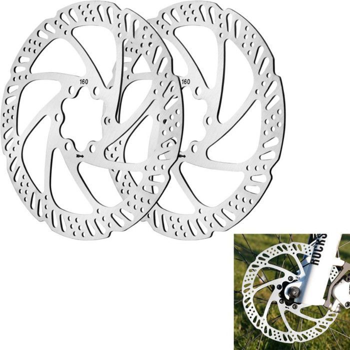 2 pezzi - disco freno per bicicletta - 160 mm - Resistente all'usura - Argento - Adatto per bici da strada e mountain bike