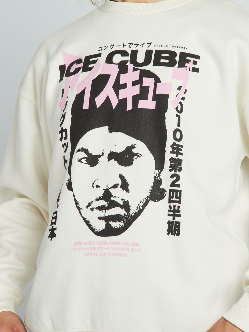 'Ice Cube' sweatshirt met ronde hals - BEIGE