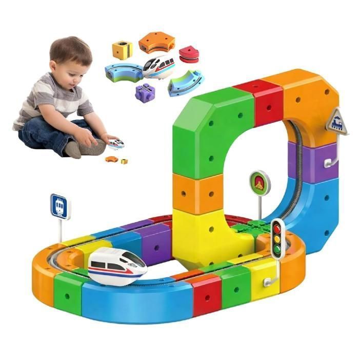 3pcs Magnetic Electric Train Set, Flexible Construction Track Set, Children's Gift for Christmas Birthday (51Pcs)