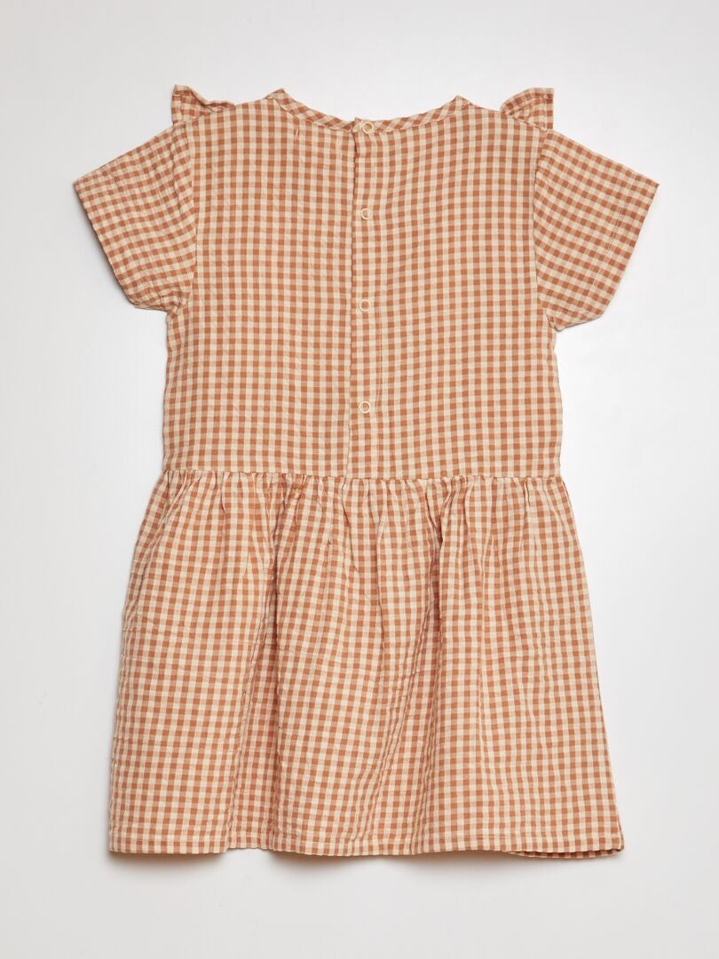 Jurk met ruches - BEIGE