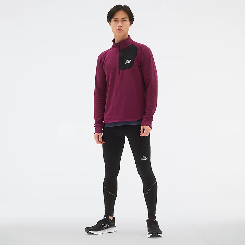 Miehen kurtka NB Heat Grid Half Zip -toppi - TUMMA EMBER HEATHER