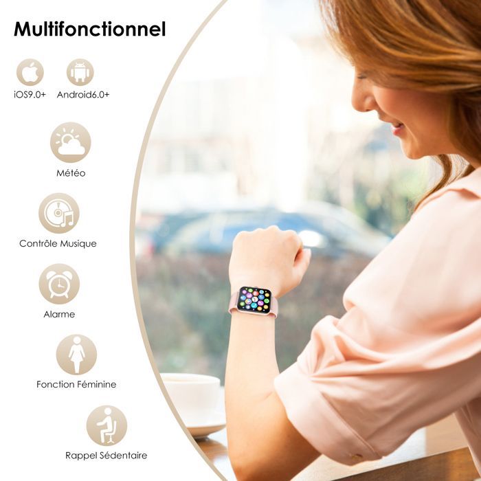 Smartwatch da donna Blackview con chiamate Bluetooth, display da 1,85'', SpO2/impermeabile/sonno/calorie/oltre 100 modalità sportive/IP68, rosa
