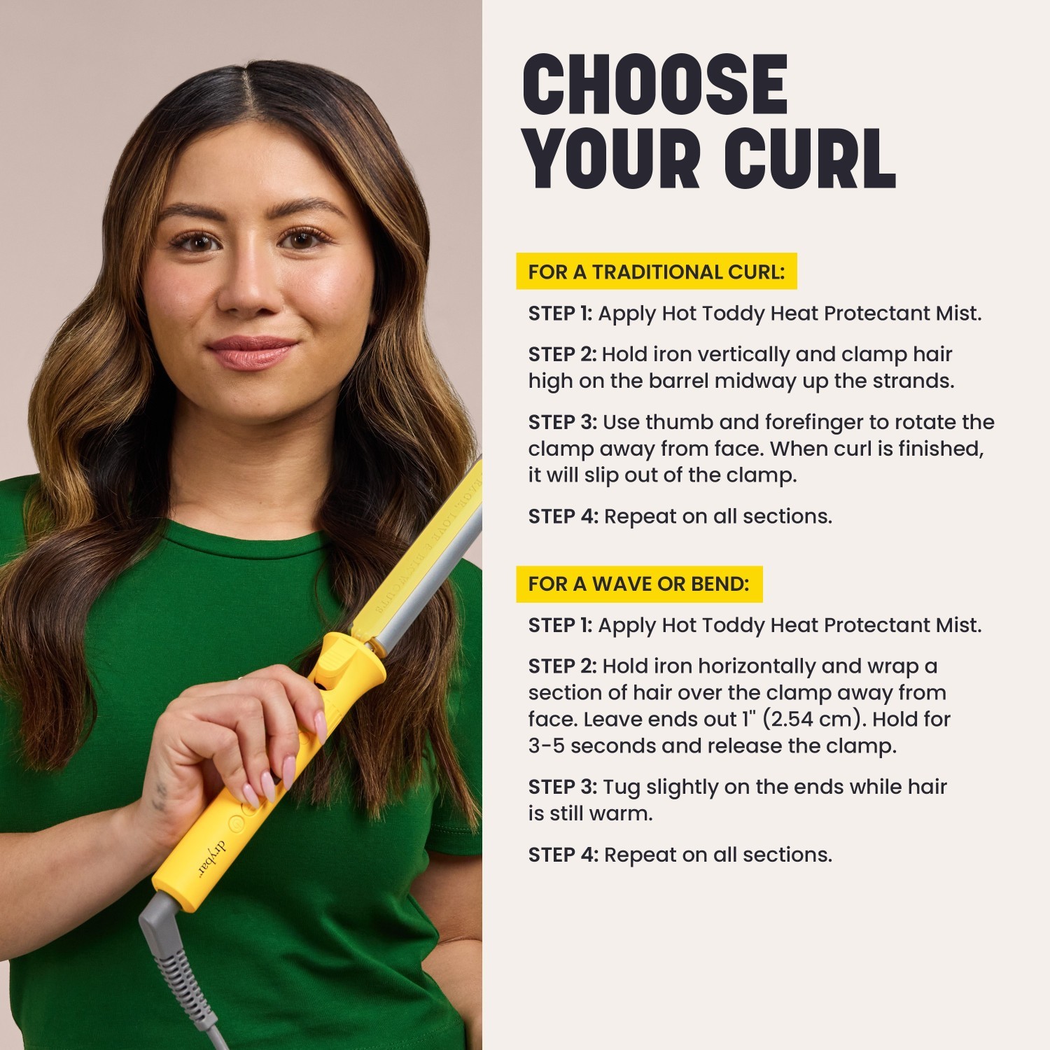 Kulma na vlasy Drybar „The 3-Day Bender Digital Curling Iron“ 3,25 palca – 1 kus