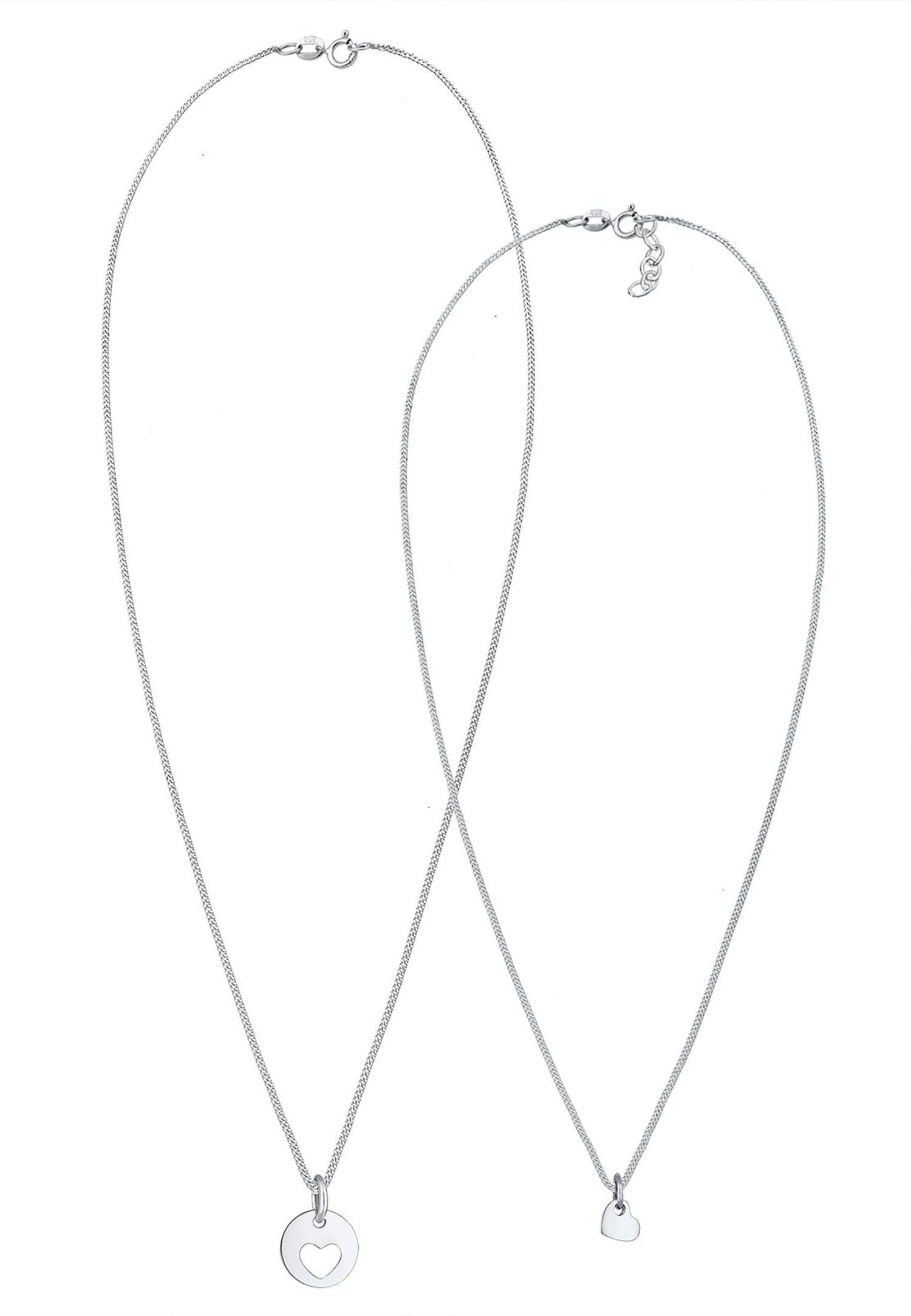 Elli Femmes Ensemble Coeur Cut-Out Pendentif Mère Enfants Amour en Argent Sterling 925 Plaqué Or Rose