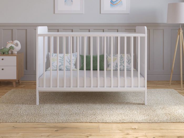 Lit Bebe Evolutif Avec Matelas - Lit Bebe Set Complet 120x60 cm Bois,Blanc convertible