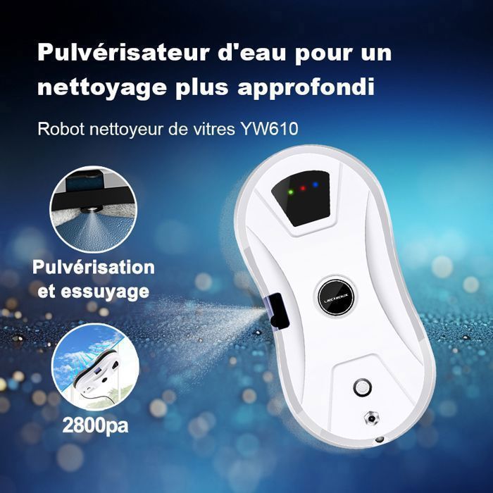 LIECTROUX YW610 Fensterputzroboter – Leistungsstark, 30-ml-Wassertank, autonomer, intelligenter Fensterputzroboter