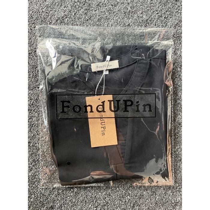 Camiseta de mujer - FONDUPIN - Cuello en V - Sin mangas - Panel de encaje - Negra