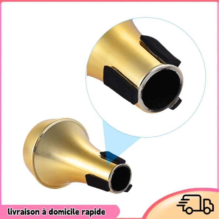 Sordina de práctica ligera Dilwe Mini para trompeta, silenciador recto, material ABS, color dorado.