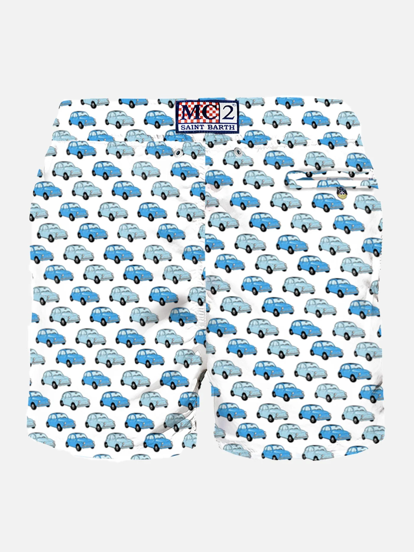 Costume da bagno da uomo in tessuto leggero con stampa auto Fiat 500 |