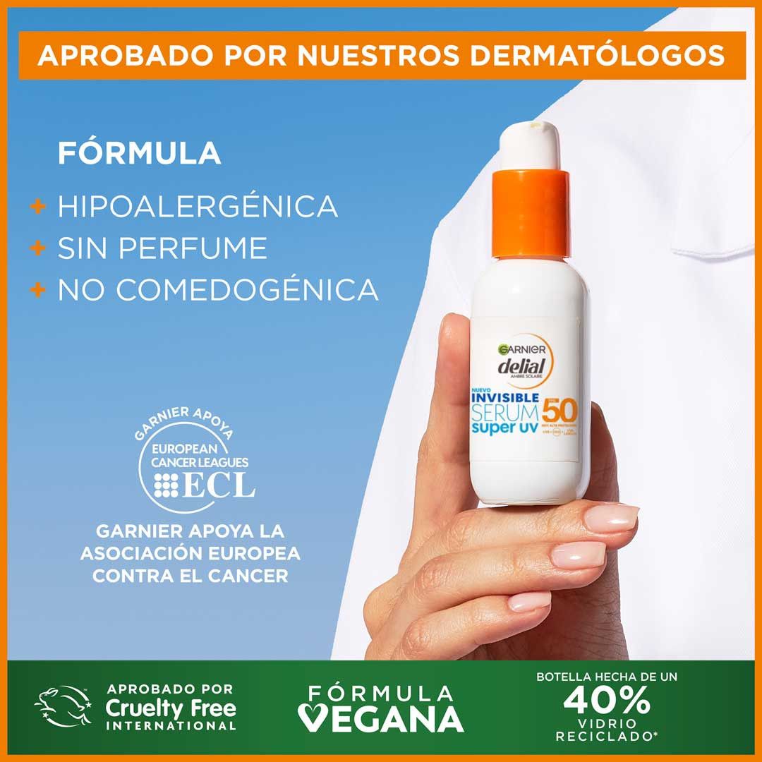 „Delial Invisible Serum Super UV SPF50“ kasdienis apsauginis kremas nuo saulės su lengvu poveikiu. Veido apsauga