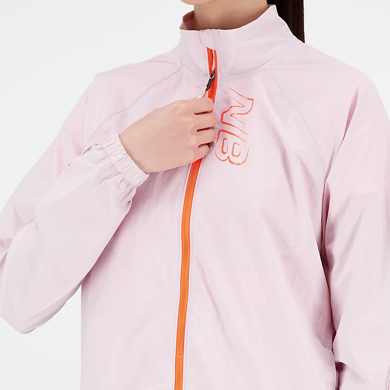 Impact Run Damen-Jacke, faltbar und bedruckt – Steinrosa