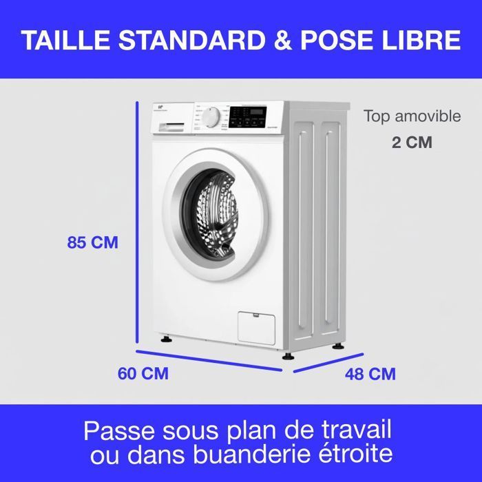 Lavatrice a carica frontale - CONTINENTAL EDISON - CELL712IW3 - 7 kg - Induzione - 60 cm - 1200 giri/min - Bianca