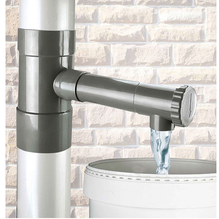 Récupérateur d'eau - ribimex - Modèle PVC - Ø 80 mm - 2 parties - Robinet d'arrêt