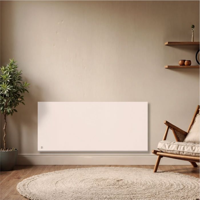 Radiatore elettrico fisso con inerzia a secco in ceramica e connessione WiFi - BETHERM - NESSA CONNECT 2000W - orizzontale bianco - NF