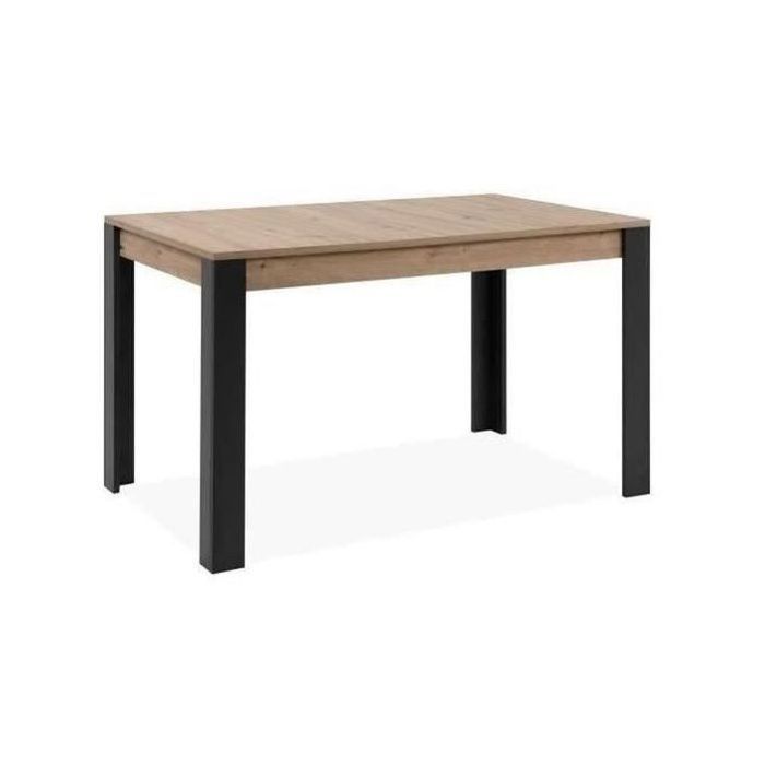 Table extensible - TOLOSA 80A - Décor chêne artisan / Noir - Rectangulaire - 6 / 8 personnes - 100-150 x 75 x 80 cm