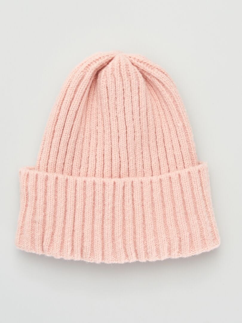 Gorro de malha canelada - ROSA